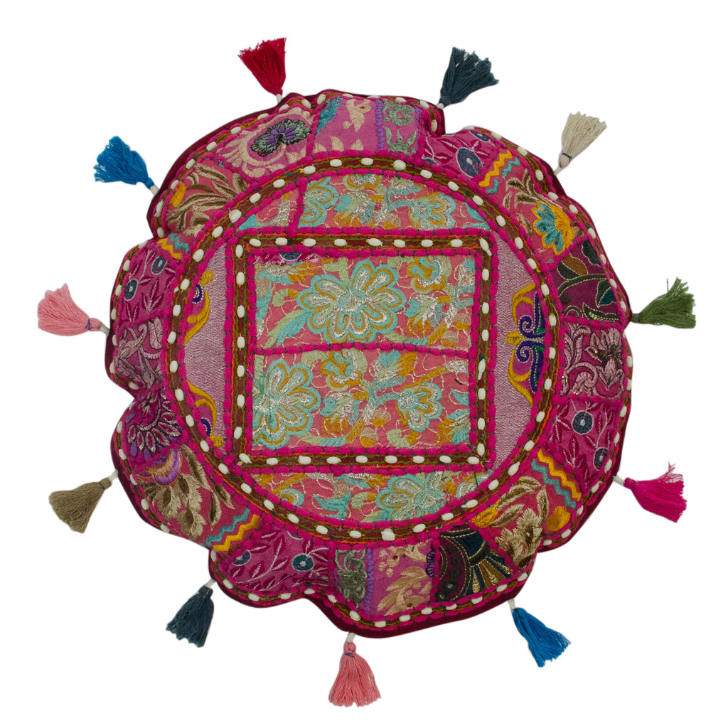 Pink Cushion Embroidered Boho Indian Beautiful 
