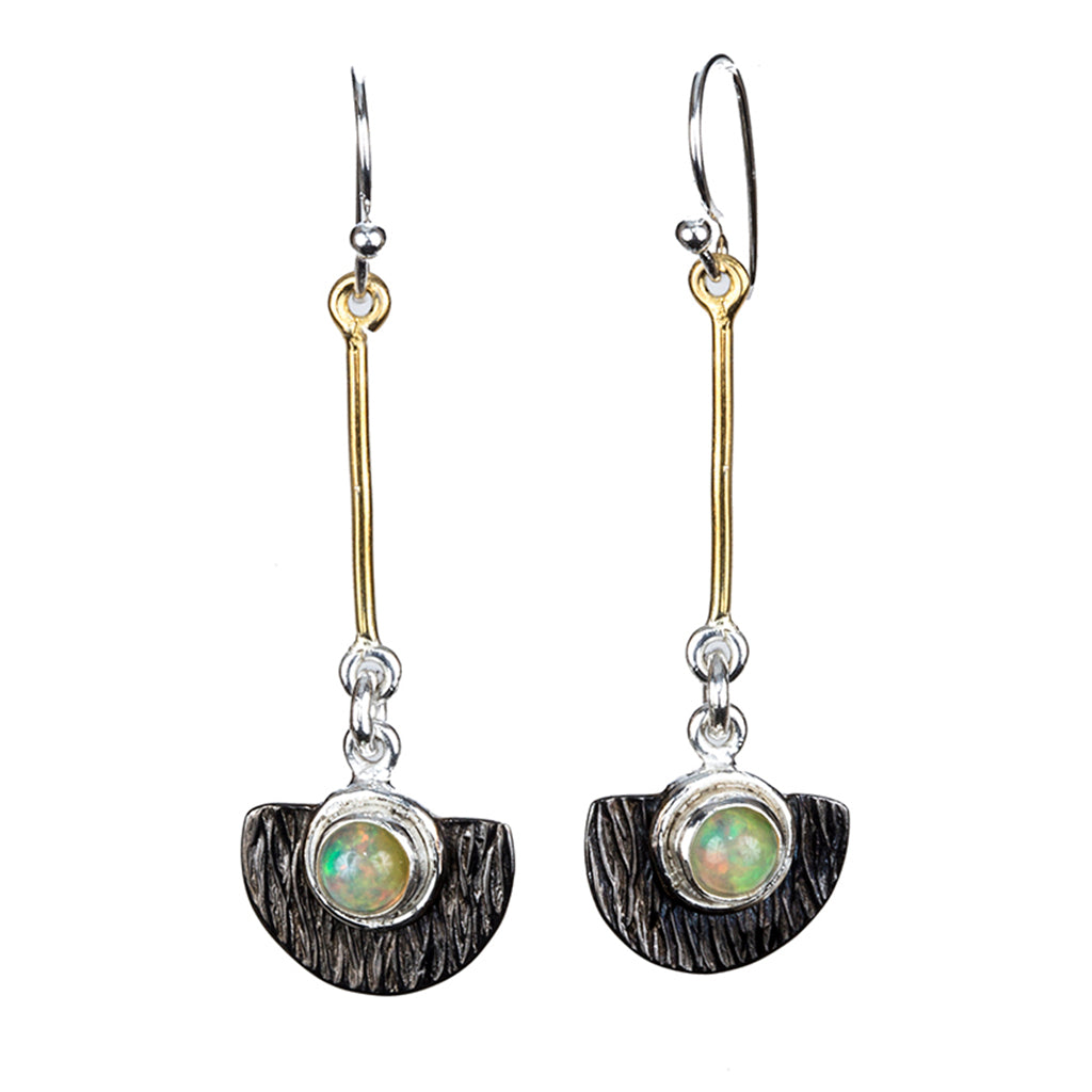 Opal earring silver dark rhodium dangle affordable 
