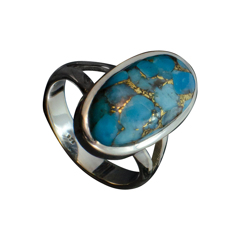 Oval Stone Ring Trendy Silver 