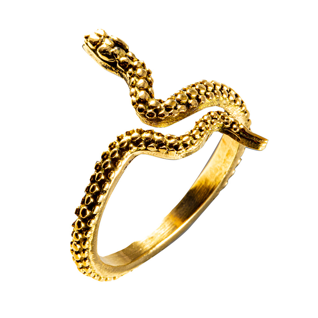 Demure Baby Snake Brass Ring