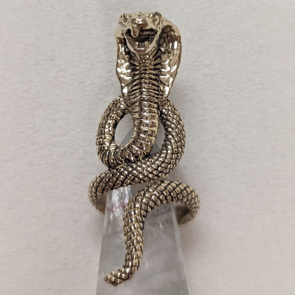 Striking Cobra Brass Snake Ring