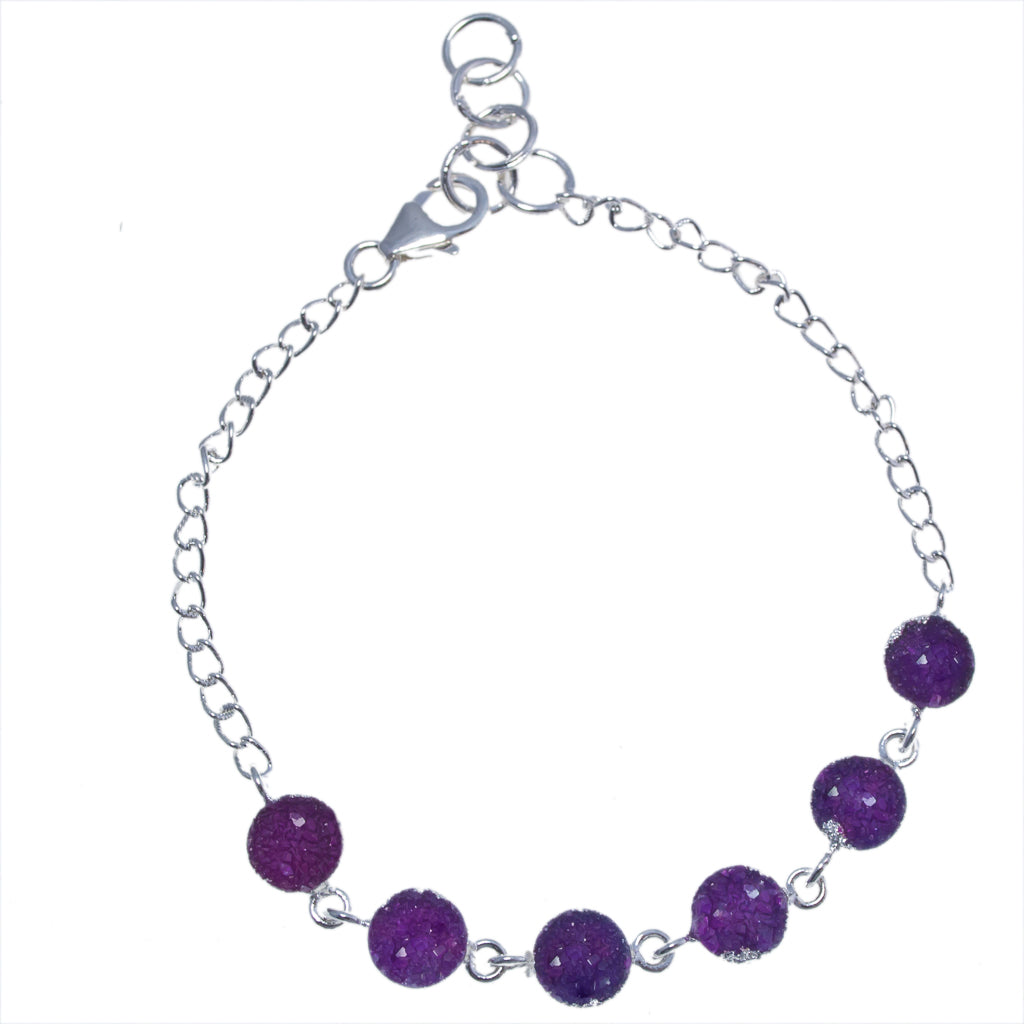 Silver Purple Druzy Chain Cute Elegant Clasp Affordable Sparkle Shine Shinny 