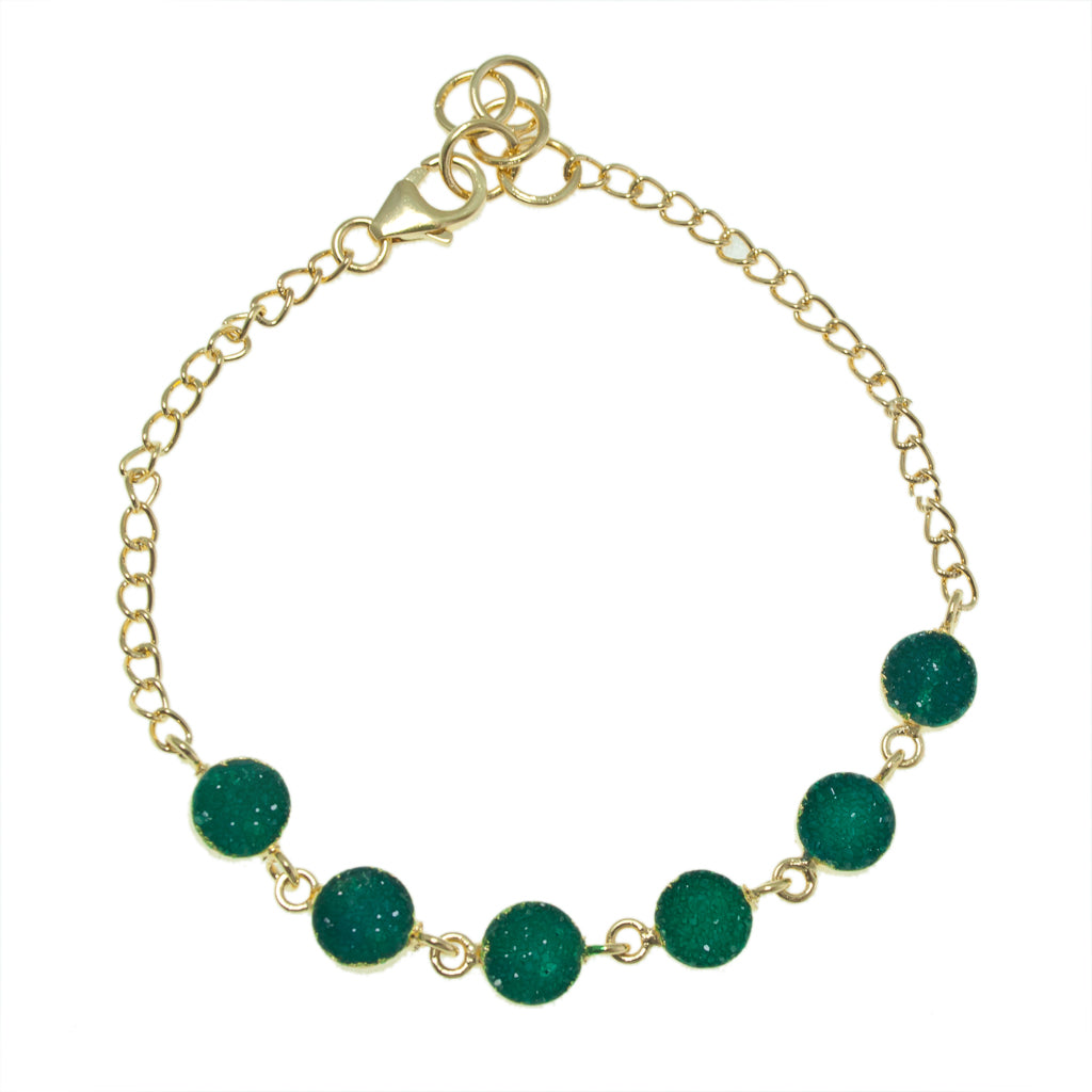 Green Druzy Affordable Cute Trendy Sparkly Boho Style Fashion Chain Gold Vermeil 