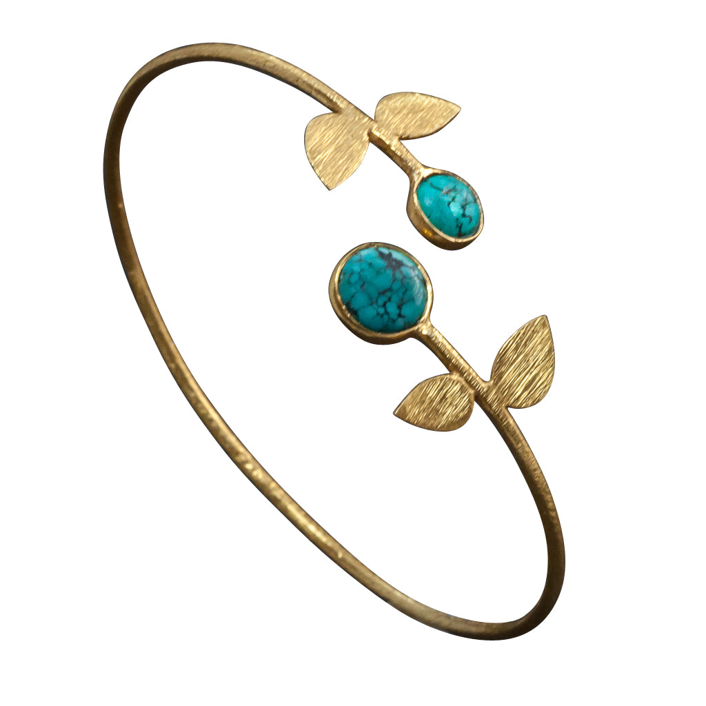 Turquoise vermeil cuff flower bracelet affordable 