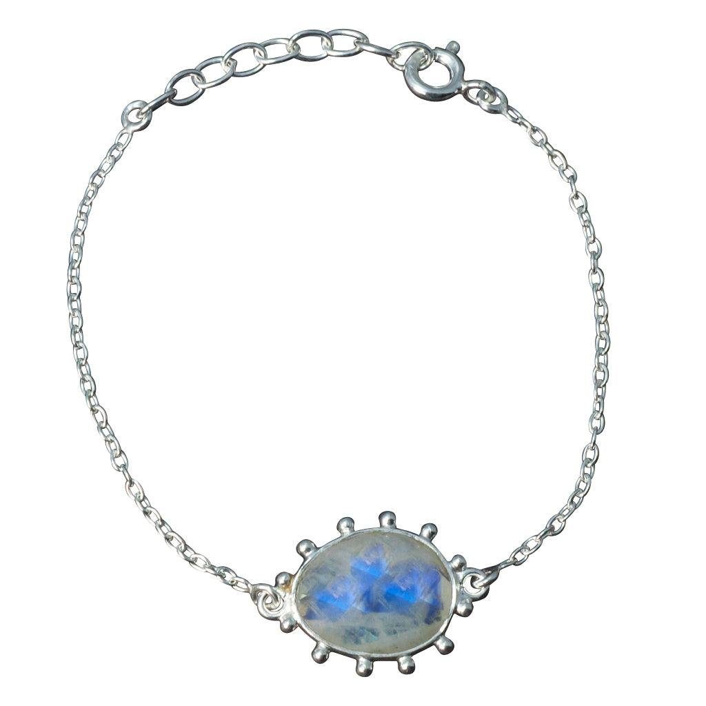 Rainbow moonstone stone bracelet chain 