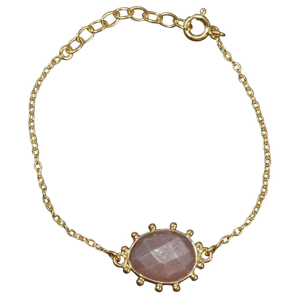 Orange moonstone vermeil chain stone pendant affordable bracelet