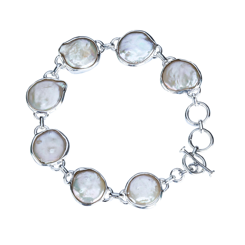 Seven pearl large bracelet silver beachy affordable