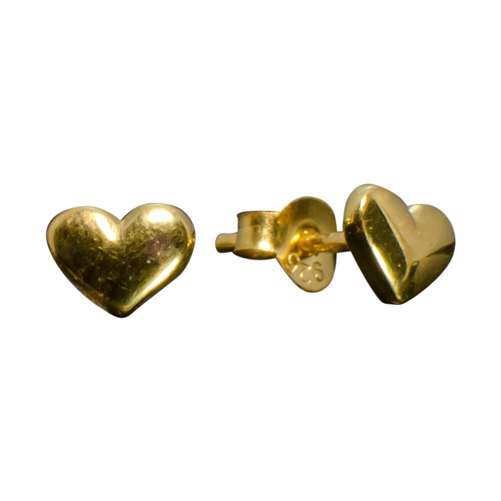 Heart Gold Vermeil Stud Cute Simple Polished Post