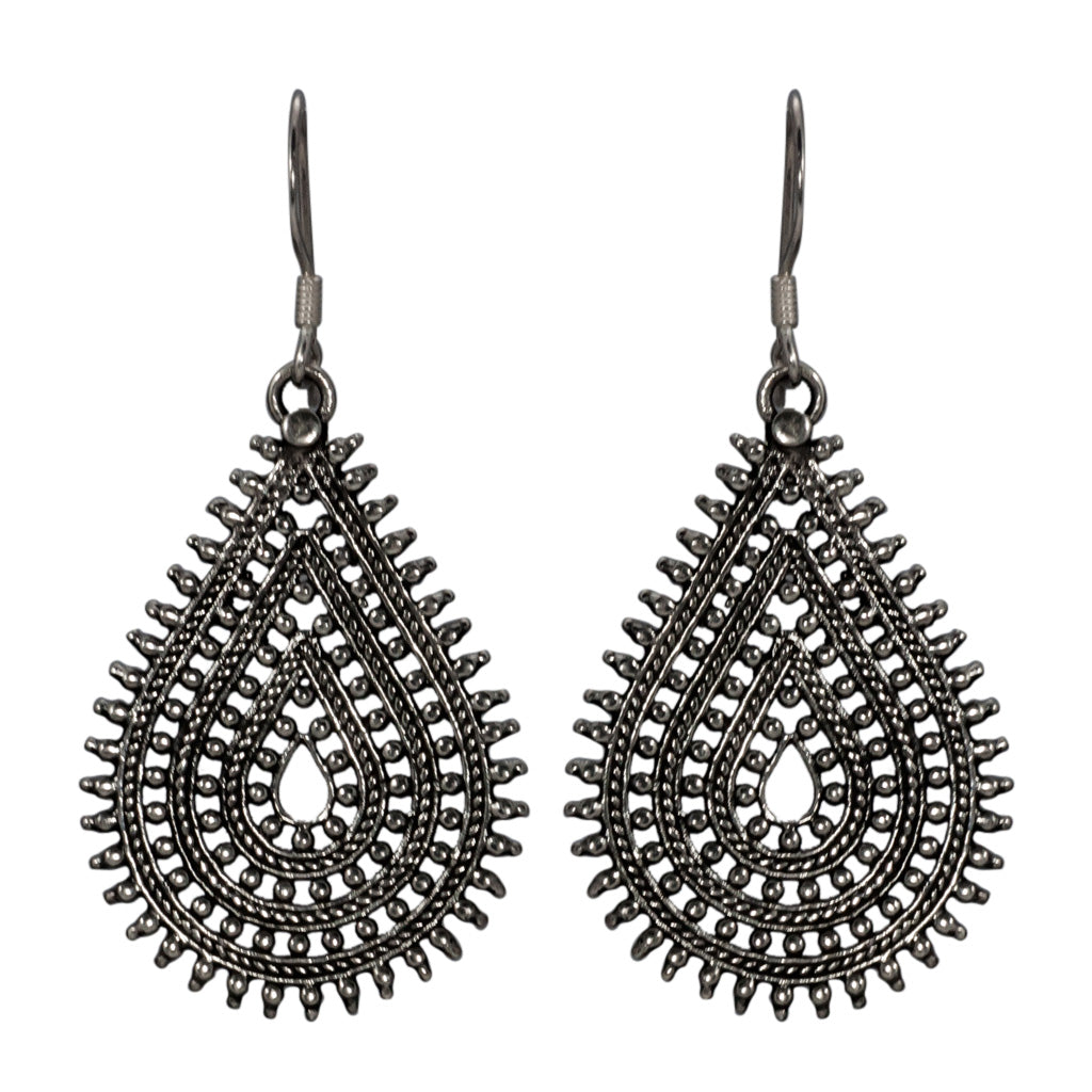 Earring Drop Spiky Cute Trendy Boho Style Affordable Silver 