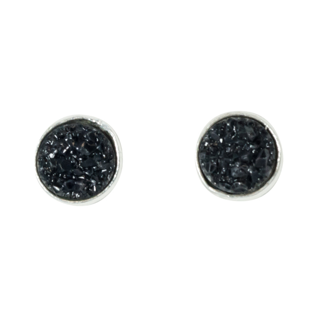 cute simple sparkle black silver post stud earrings 