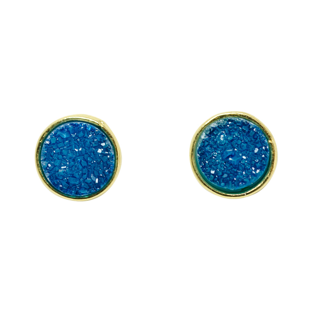 cute simple sparkle blue aqua vermeil post stud earrings 