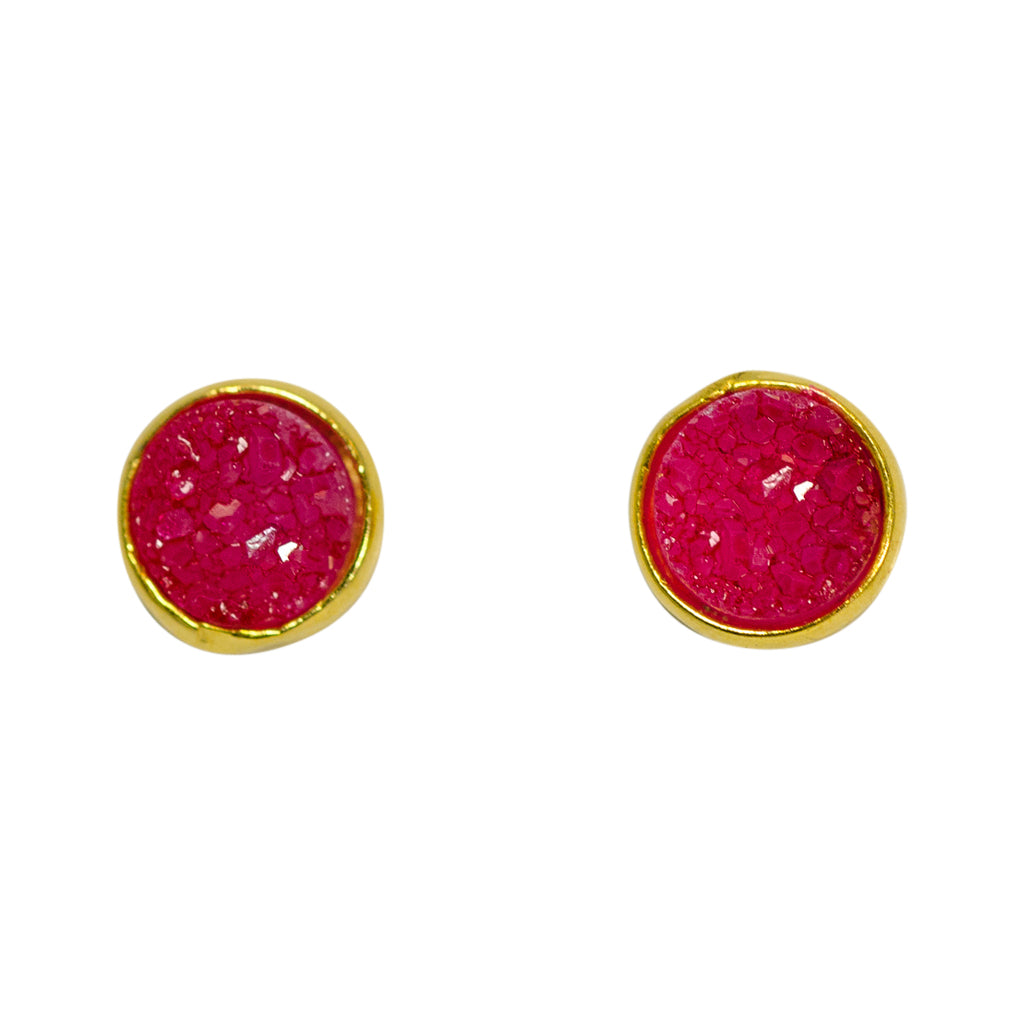 cute simple sparkle rose pink vermeil post stud earrings 