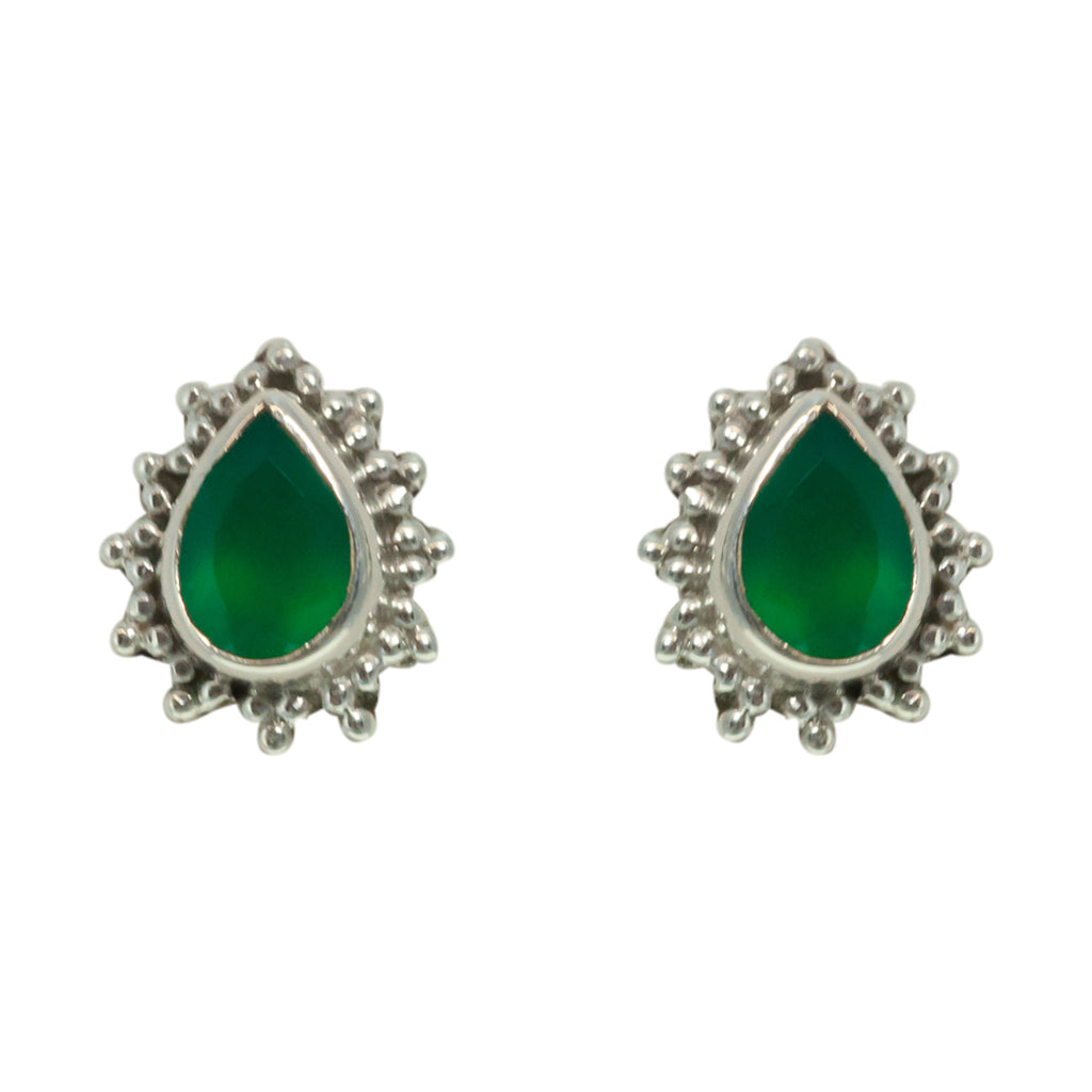 Green Onyx Earring Silver 