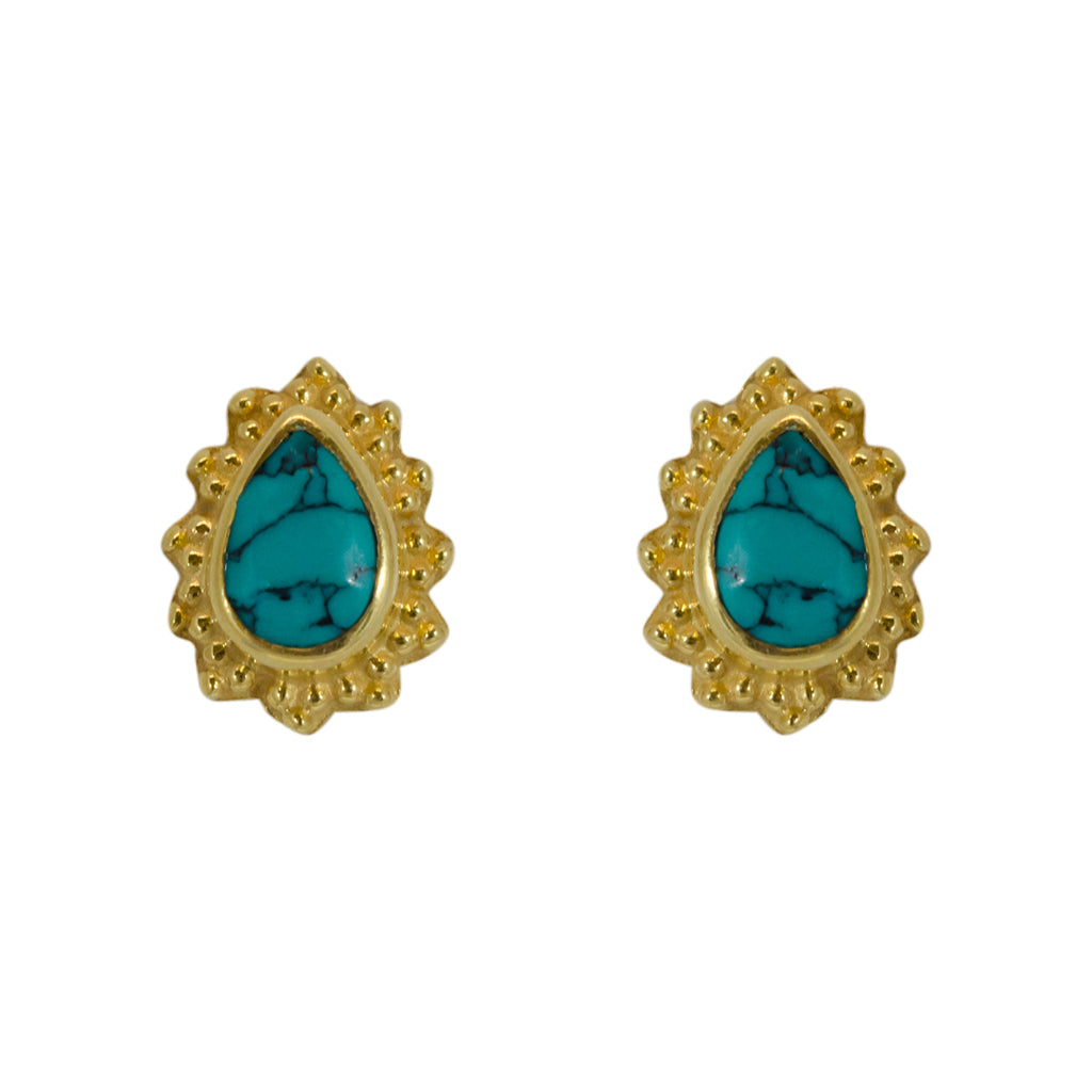 Vermeil Gold Turquoise Earring 