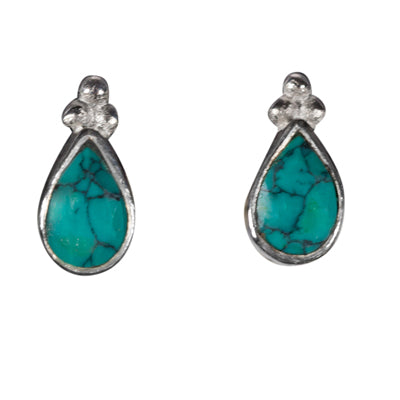 Turquoise silver Stunning fashion affordable Post Earring Drop Cute Droplet color fashion statement piece 