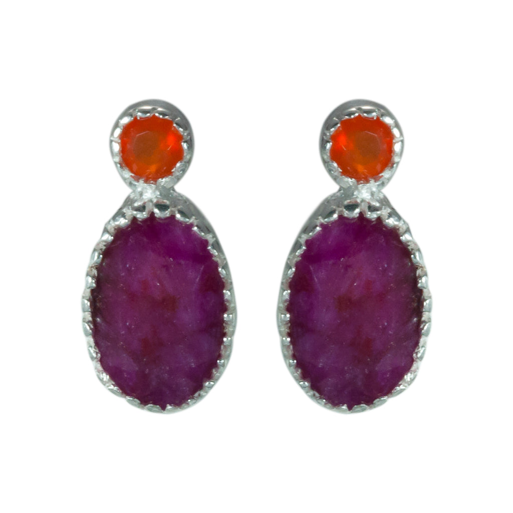 Carnelian Ruby affordable post oval earring bitsy 