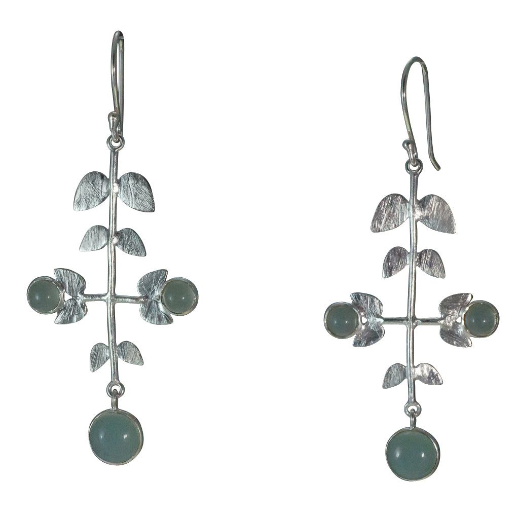 Floral chandelier earring chalcedony affordably stone silver 