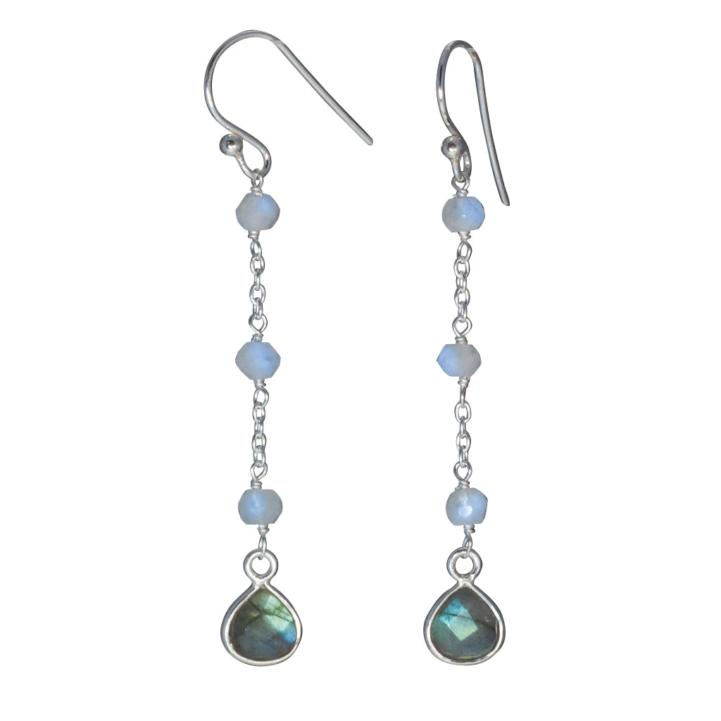 Labradorite silver simple dangle earring affordable beads 