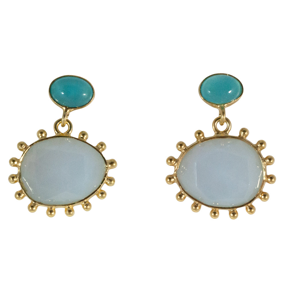 Powder Chalcedony earring peacock egg affordable 