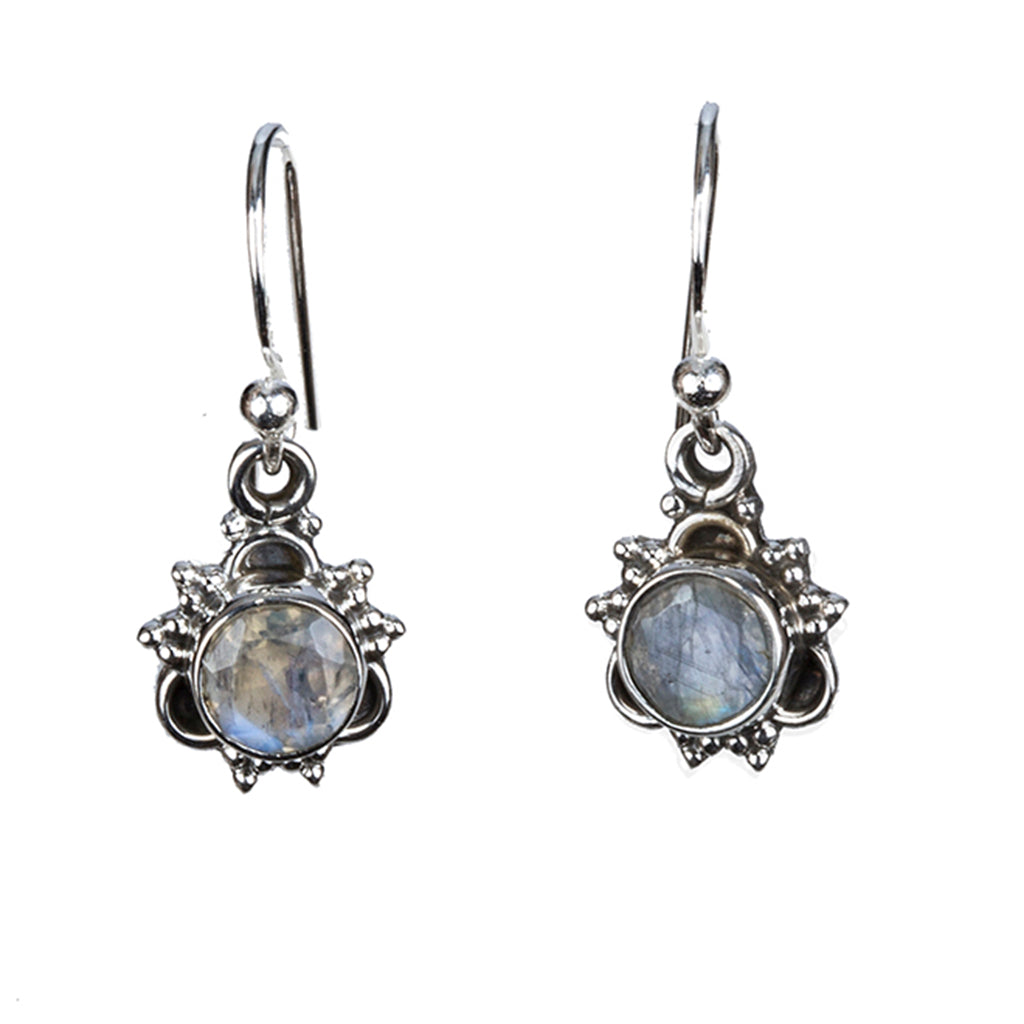 Rainbow Moonstone silver earring