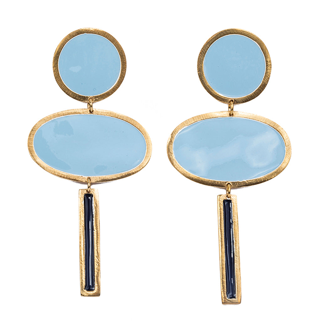 Technicolor clouds earring enamel post affordable cute bold vibrant colorful baby blue 