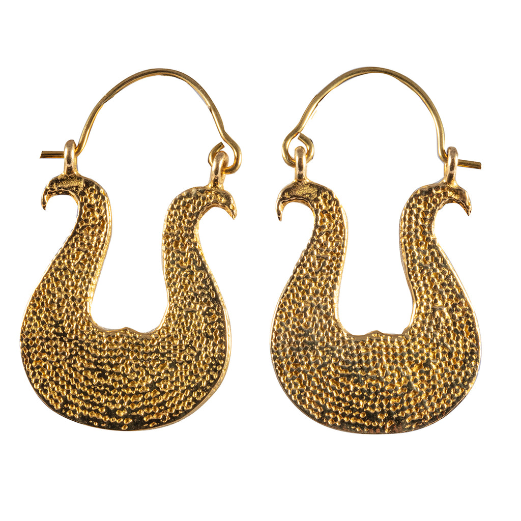Egyptian Urn Brass Hoop Earrings