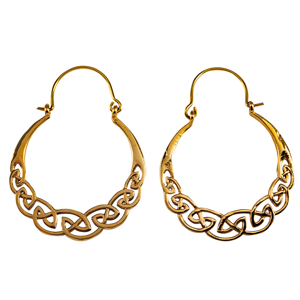 Celtic Knots Brass Hoop Earrings
