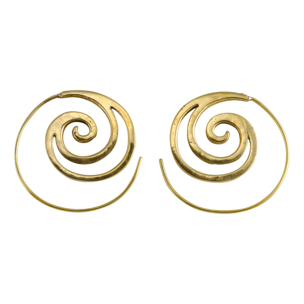 Brass Earring Hoop Swirl Boho Stylish Trendy Wave Light Affordable  