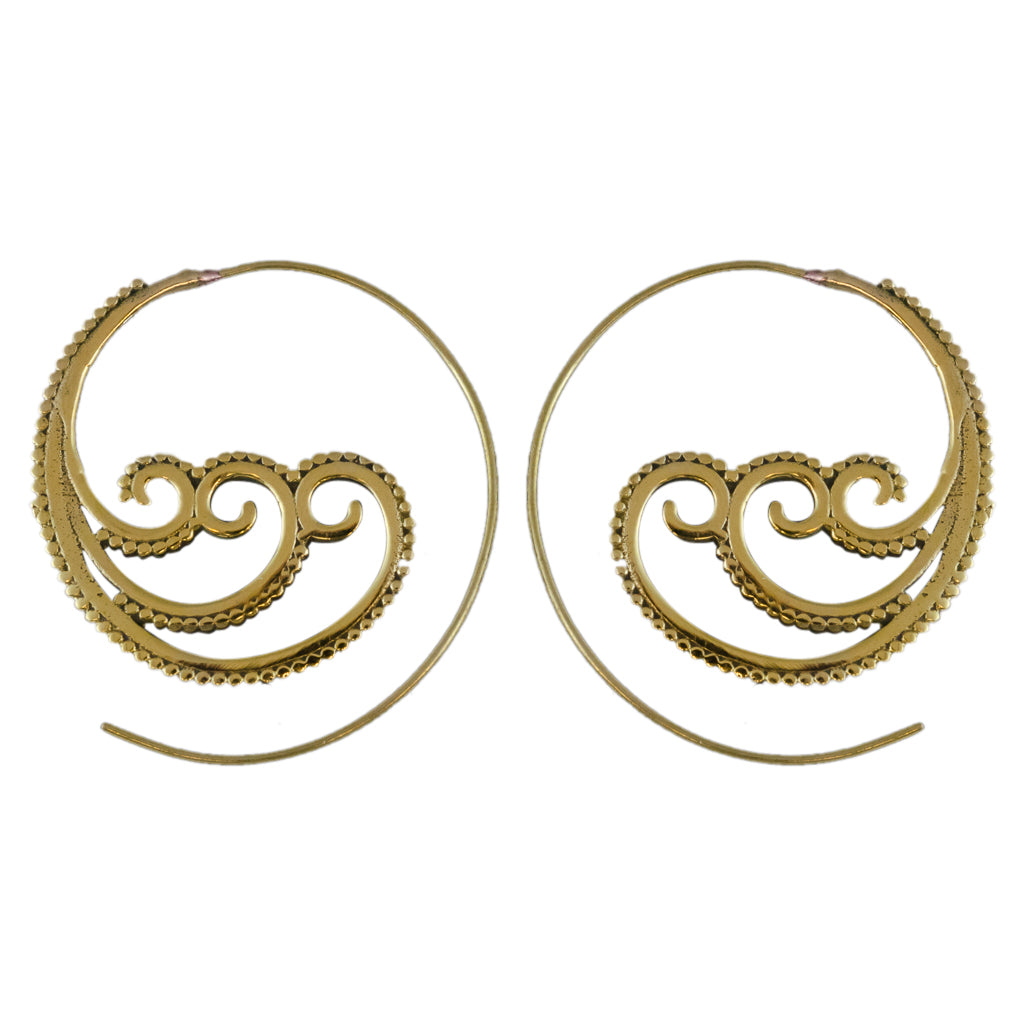 Mediterranean Earring Brass Hoop Beachy Trendy Boho Stylish 