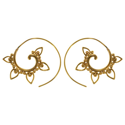 Normandy Brass hoop earring affordable delicate petals 