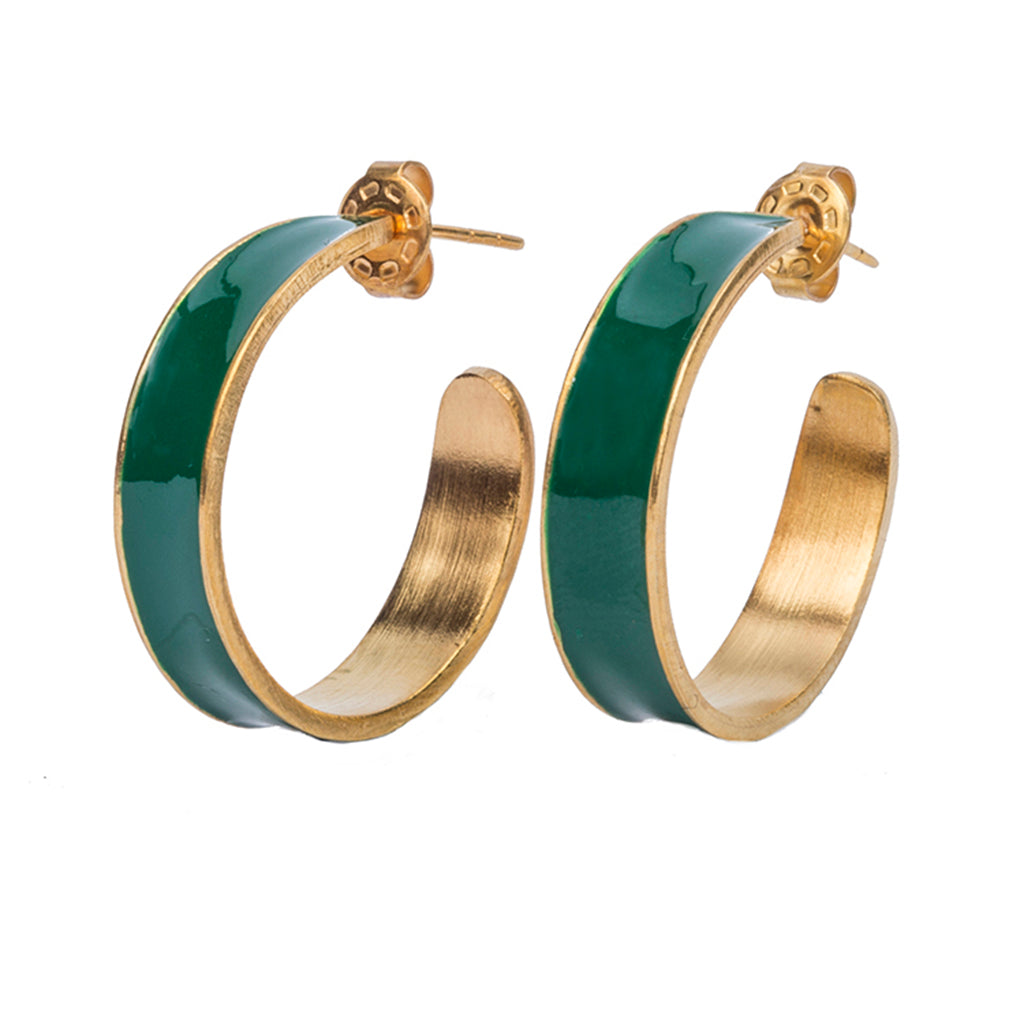Green gold plate hoop earring