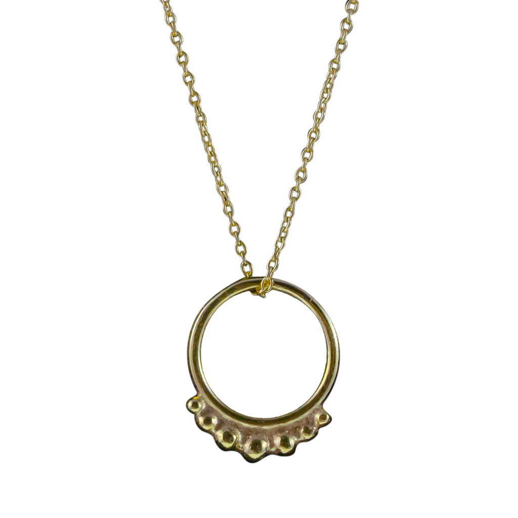Hoop Necklace Circle Pendant Chain Vermeil Gold 