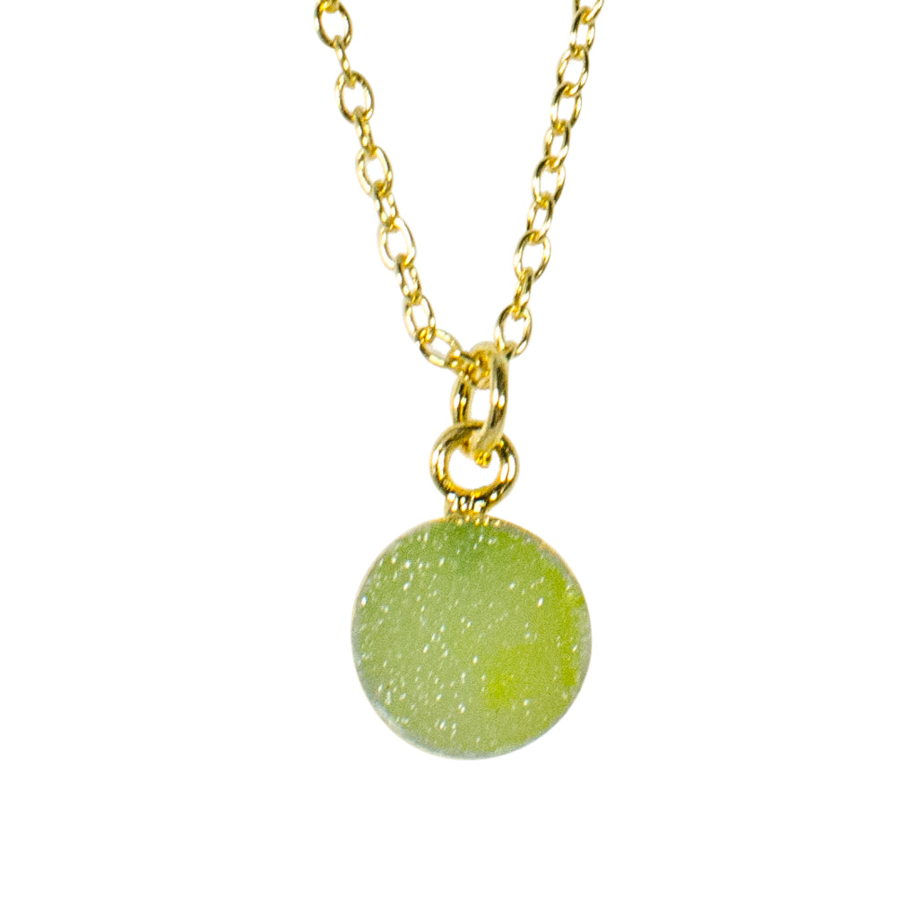 dainty lime green druzy stone vermeil chain necklace 