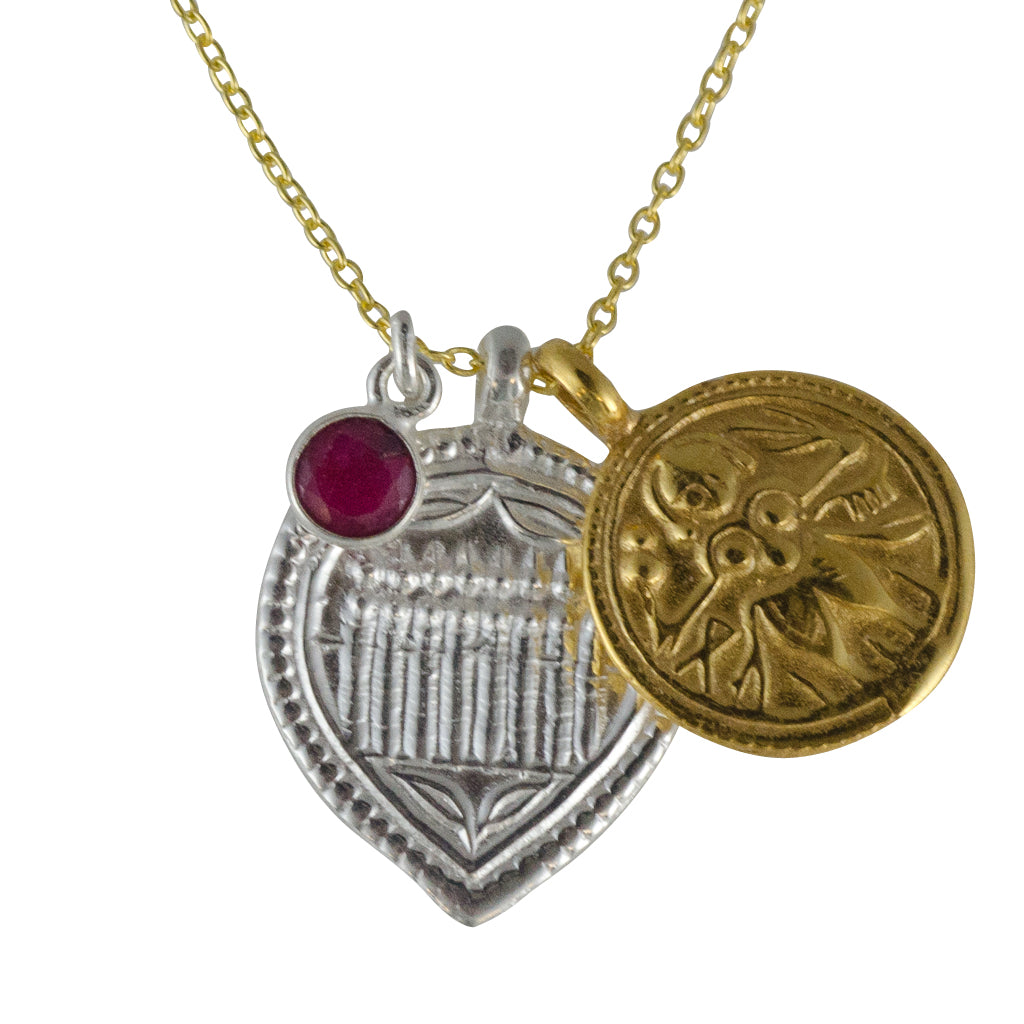 Jewelry Silver Stone Vermeil Gold Necklace Garnet Red Trendy Symbolic Boho