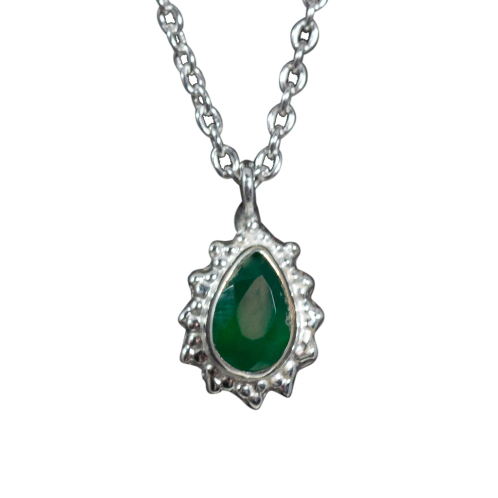 Green onyx Cute pretty trendy necklace vermeil silver gold affordable 