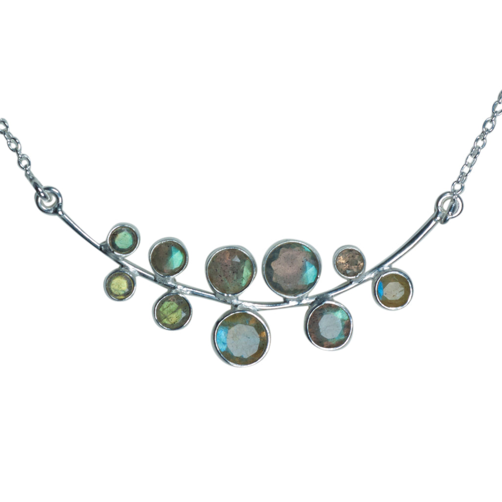 Bubbles necklace silver affordable stone boho style labradorite cute elegant 