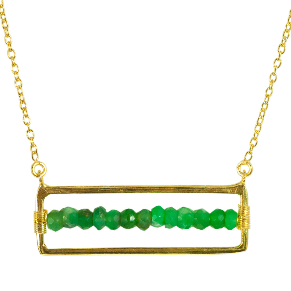 Vermeil green onyx beaded necklace pretty 