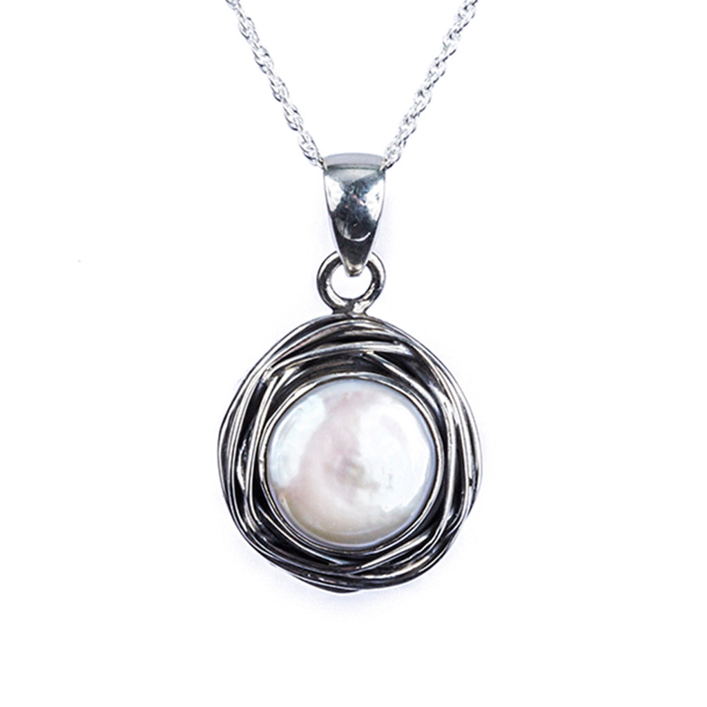 Silver Pearl pendant affordable necklace chain 