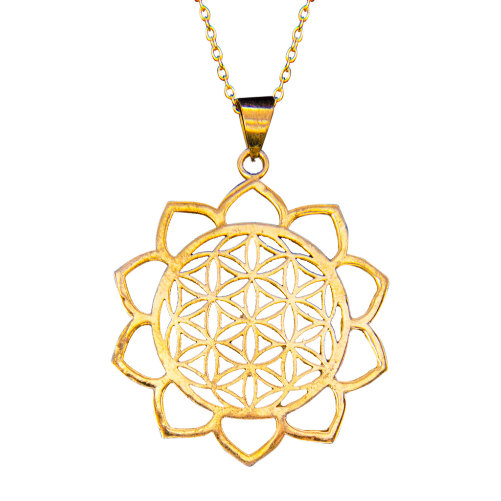 Lotus Brass Flower Pendant Affordable Spiritual Beautiful Jewelry