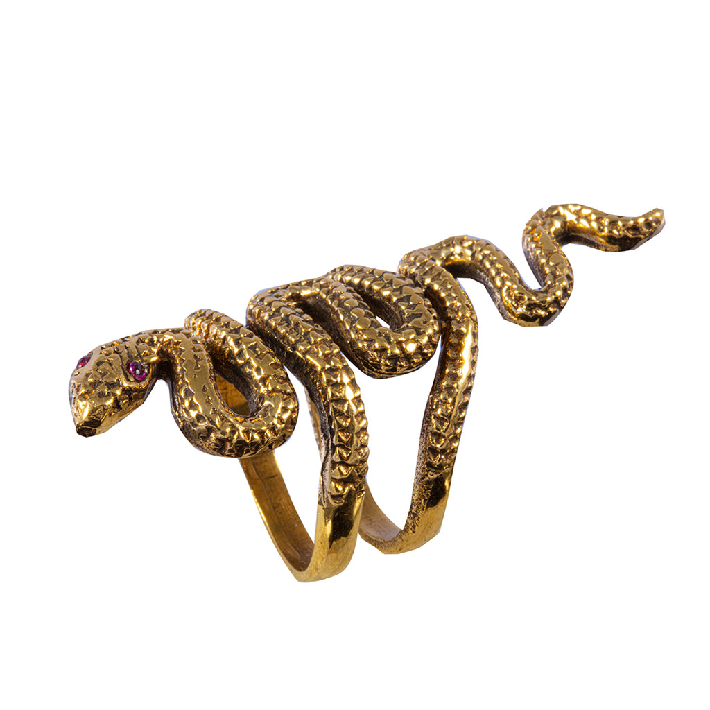 Fire-Eyed Snake Brass Ring