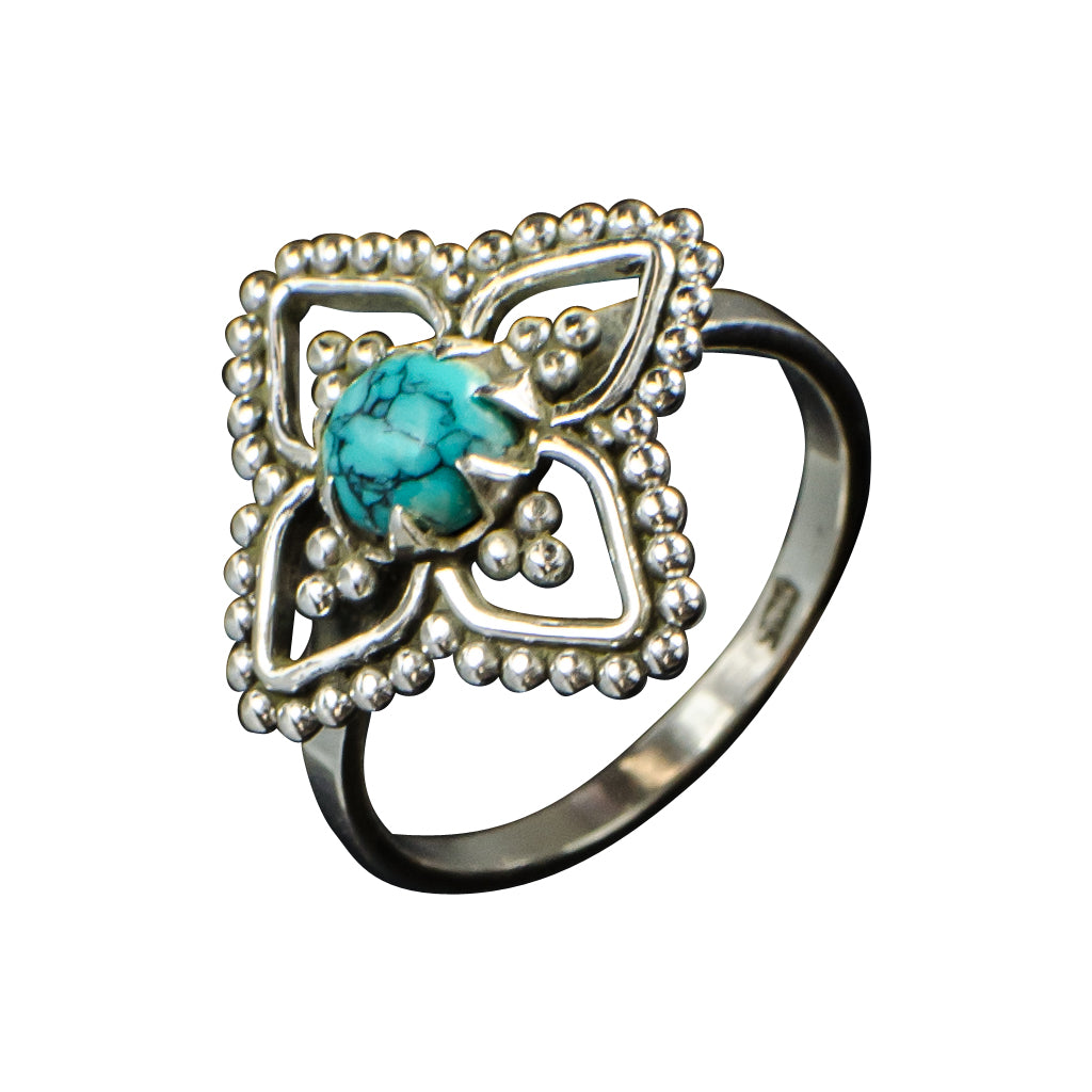 Las Cruces silver turquoise granulated ring cute boho style trendy 