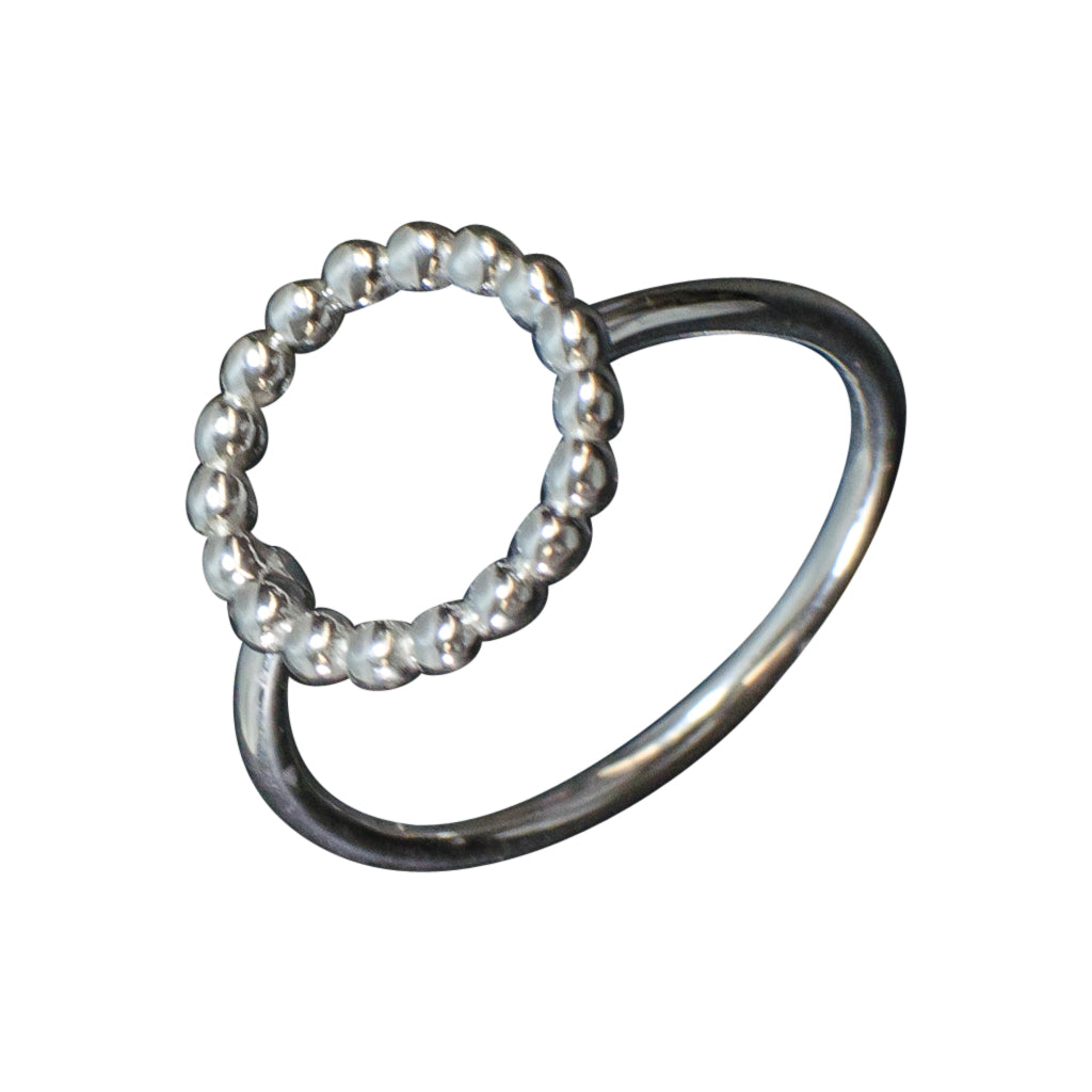  Simple Circle silver dotted ring cute delicate stackable