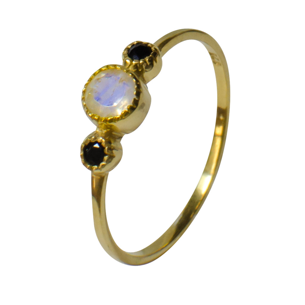 Rainbow Moonstone Vermeil Gold Teensy Ring Small Cute