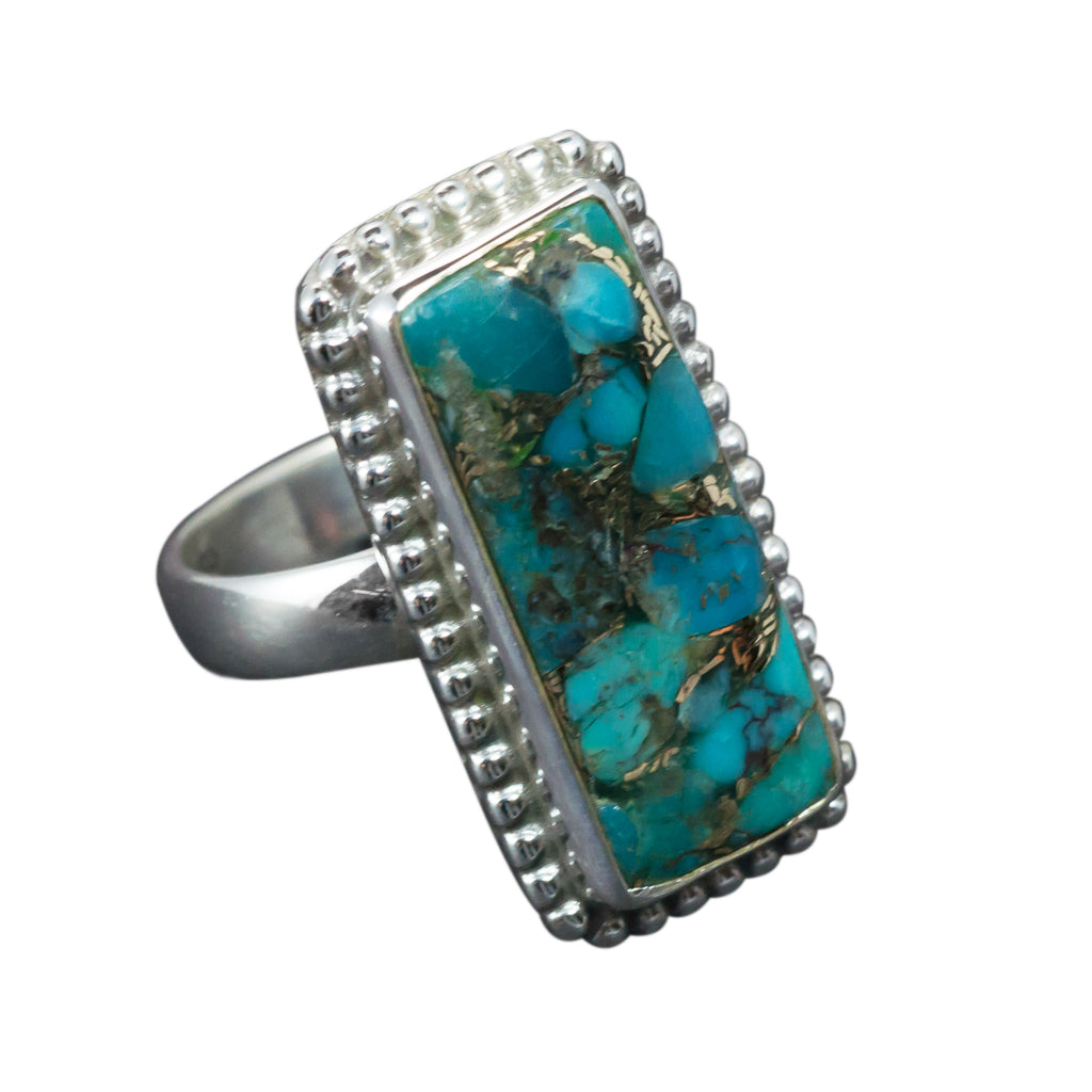 Copper Turquoise ring stone boho style