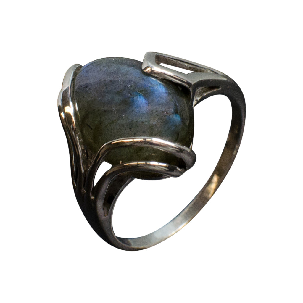 Silver Labradorite Stone Ring Affordable Trendy 
