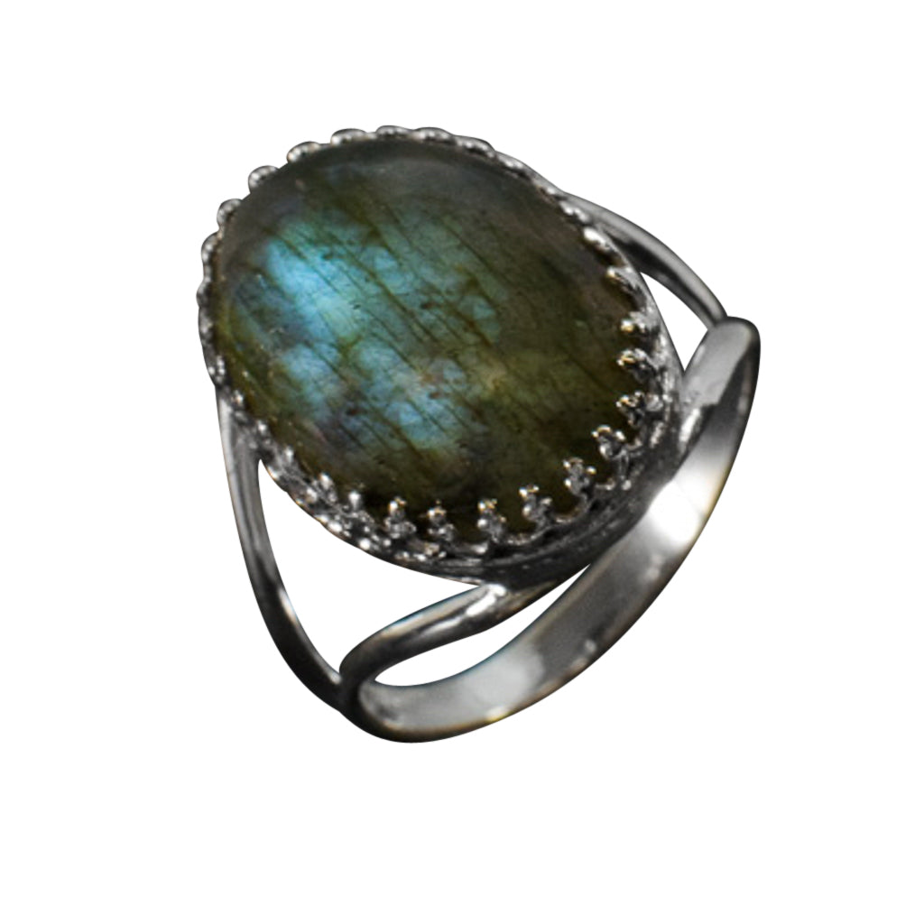 Silver Stone Ring Labradorite Trendy Affordable 