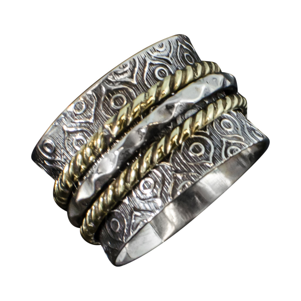 Silver Brass Silver Spinner Ring Feather Trendy Boho Stylish