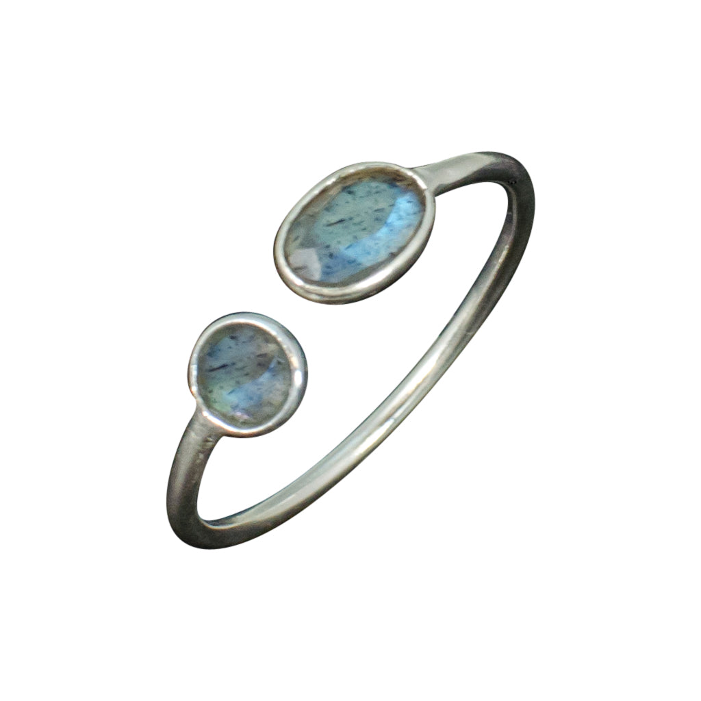 Labradorite Ring Silver Blue Cute Stackable Affordable Trendy 