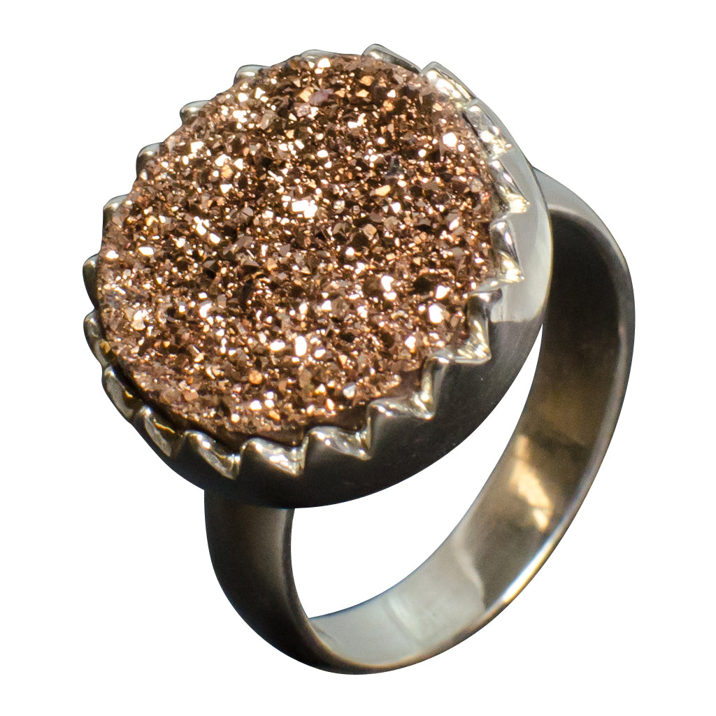 Copper Silver Druzy Stone Cute Bold Ring