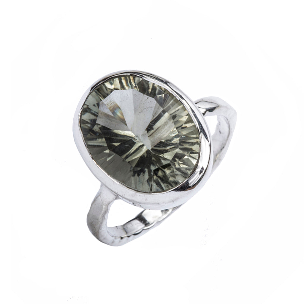 Silver green amethyst ring affordable stunning faceted 